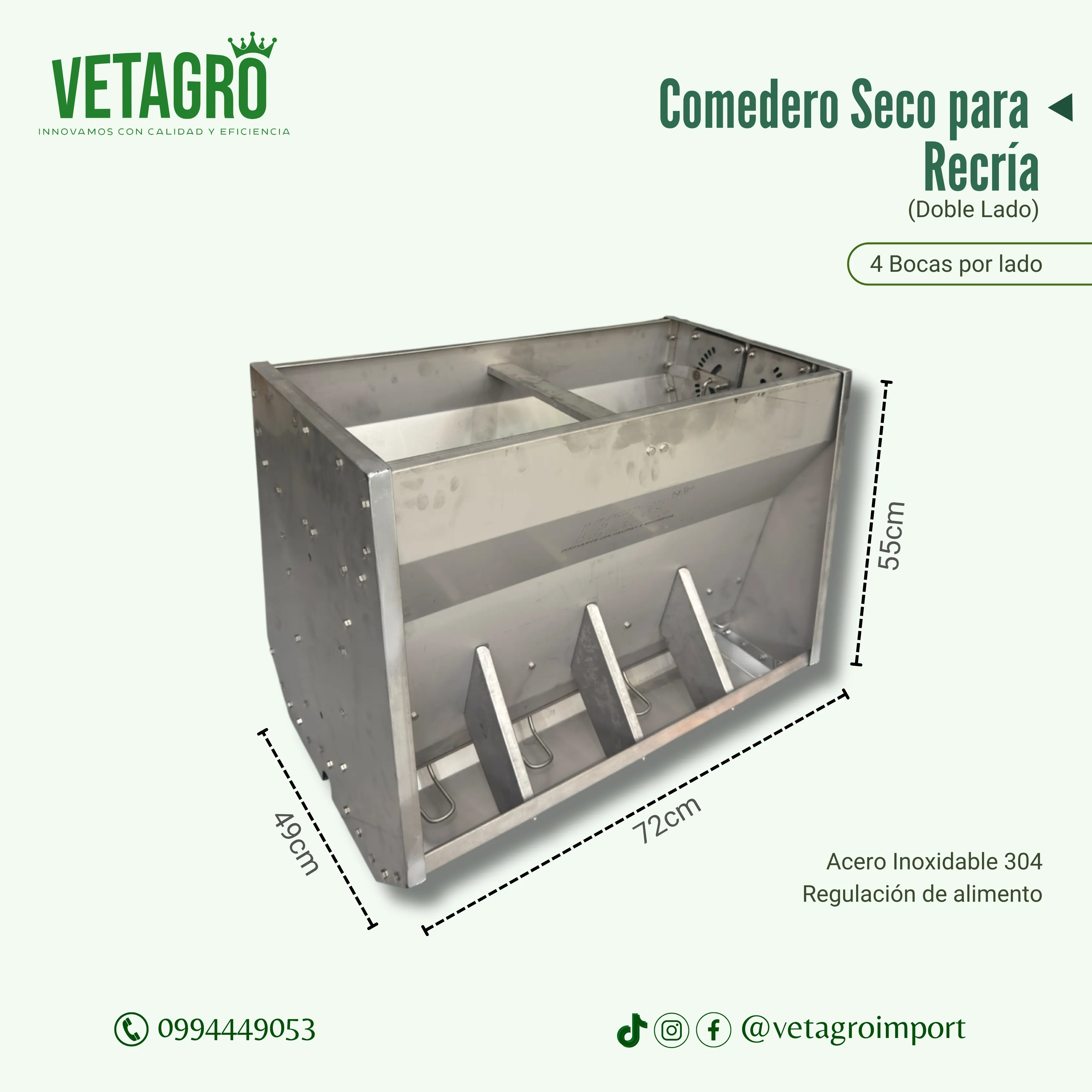 Comedero 4 Bocas Doble Lado