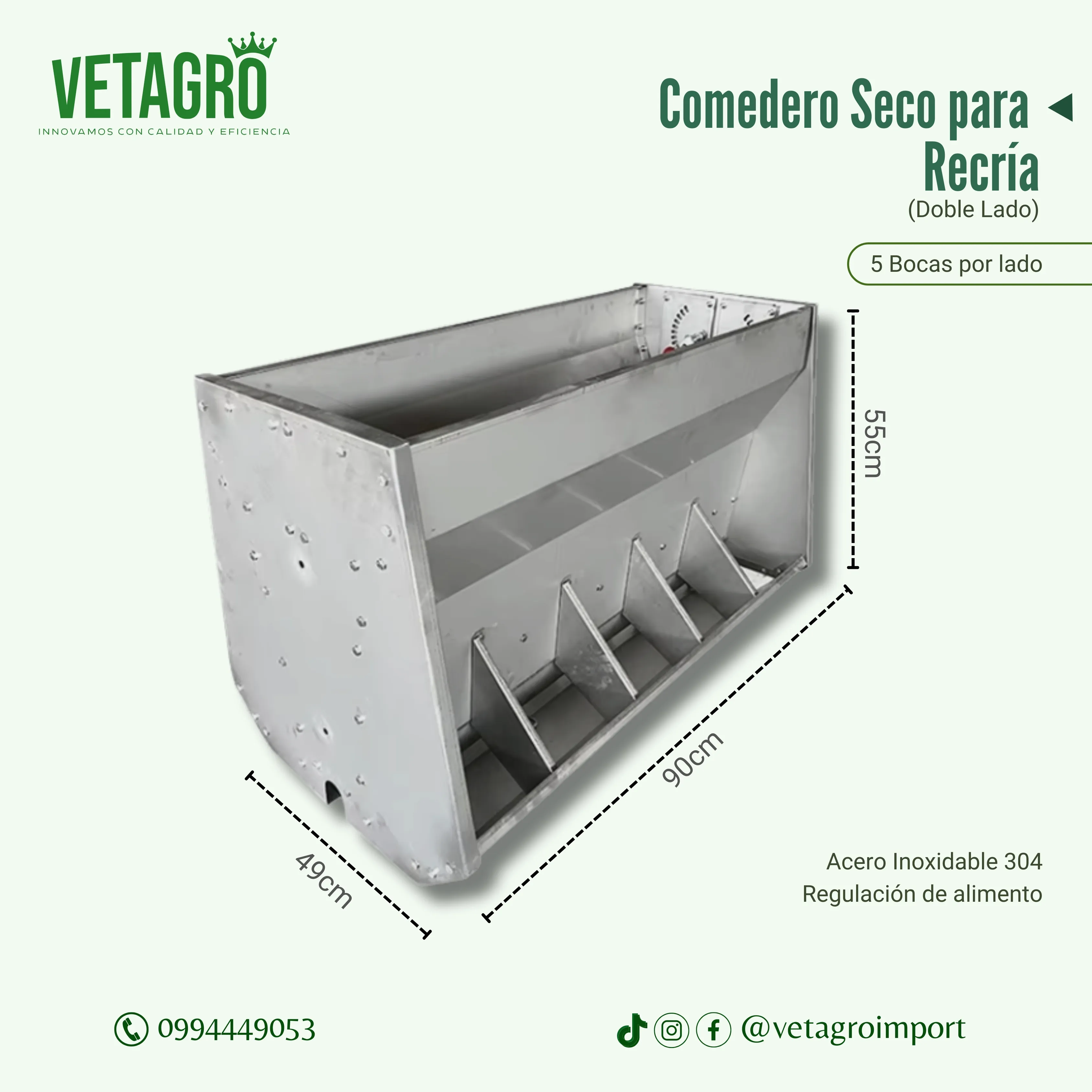 Comedero 5 Bocas Doble Lado