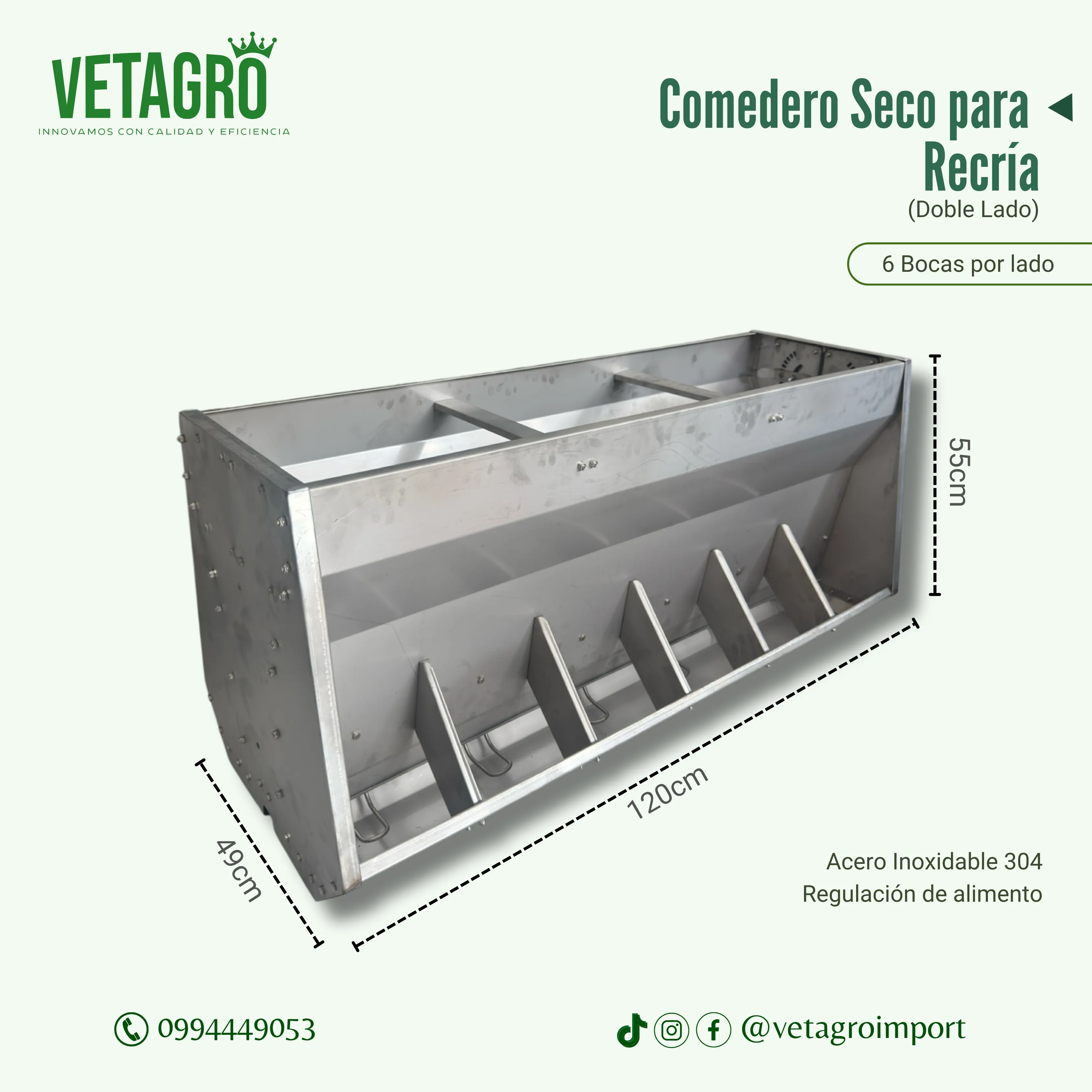 Comedero 6 Bocas Doble Lado